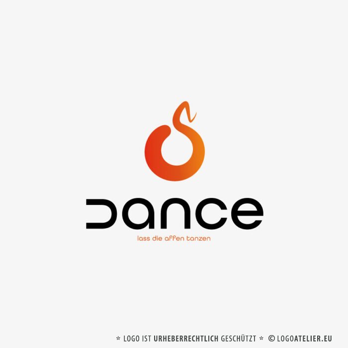 Cooles Buchstabe D Logo Tanzen Jugendliche Kinder Spaß HipHop Bewegen Orange Jazzen Leben Disco Musik Affen Verbogen Verbiegen Fertiges Logo kaufen LogoShop Logoatelier.eu