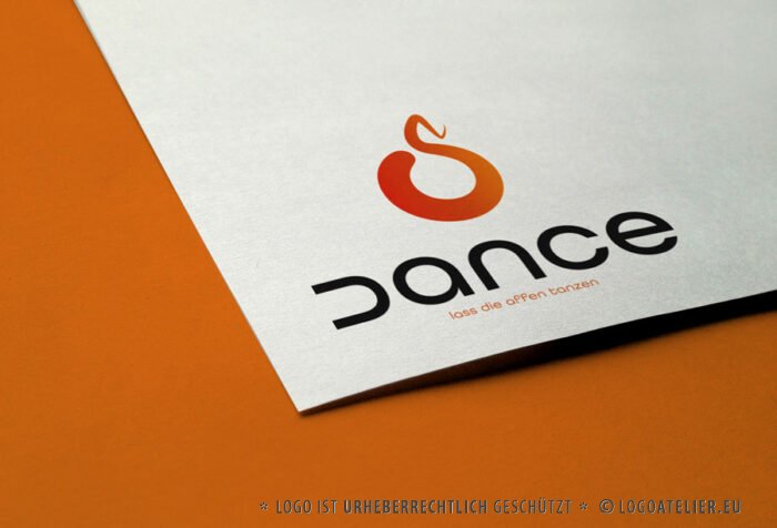 Cooles Buchstabe D Logo Tanzen Jugendliche Kinder Spaß HipHop Bewegen Orange Jazzen Leben Disco Musik Affen Verbogen Verbiegen Fertiges Logo kaufen LogoShop Logoatelier.eu