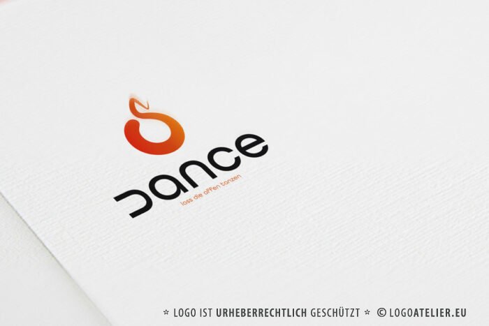 Cooles Buchstabe D Logo Tanzen Jugendliche Kinder Spaß HipHop Bewegen Orange Jazzen Leben Disco Musik Affen Verbogen Verbiegen Fertiges Logo kaufen LogoShop Logoatelier.eu