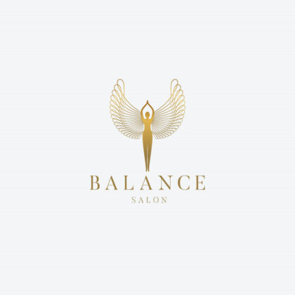 Logo Beauty Salon Balance Schönheit Ruhe Entspannung Sanft Heilung Gesundheit Glücklich Naturkosmetik Weiblich Wellness Vogel Frei Yoga Fertiges Logo kaufen LogoShop LogoAtelier.eu