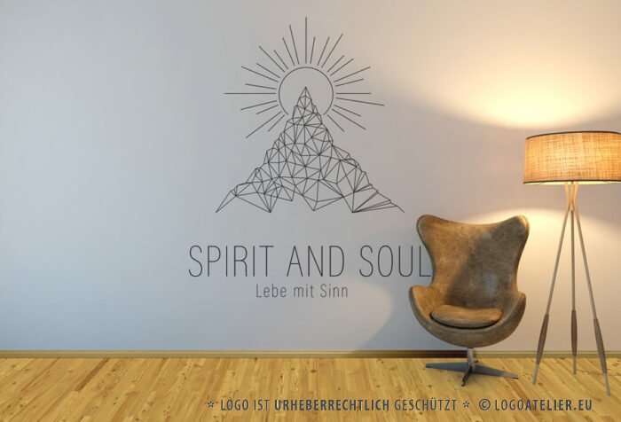 Logo Berg Kraft Bewusstsein Geist Seele Esoterik Menschen Leben Sinn Religion Spirituell Weisheit Heilpraxis Erkenntnis Gipfel Sonne Fertiges Logo kaufen Logoshop Logoatelier.eu