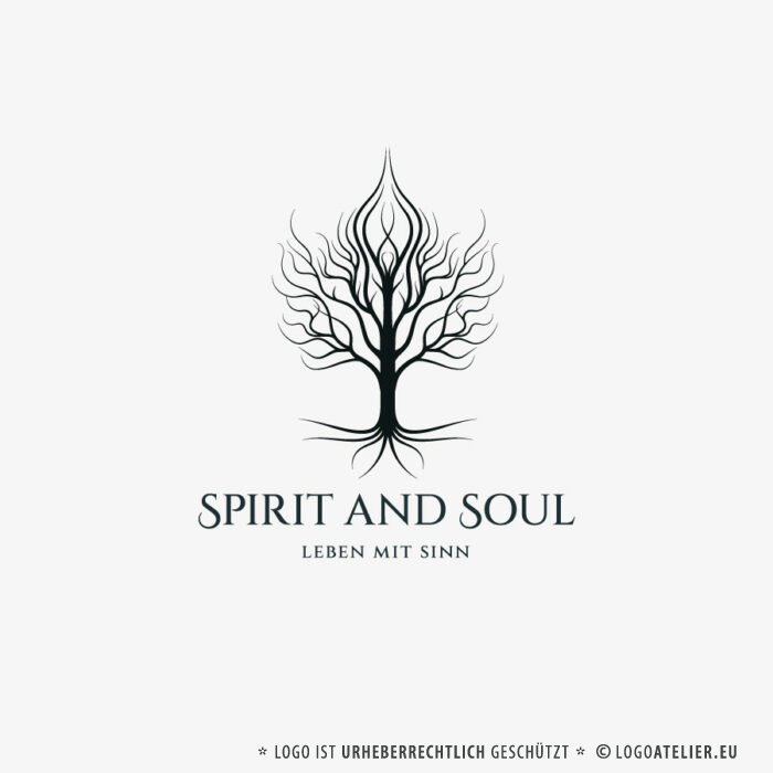 Logo Bewusstsein Geist Seele Esoterik Menschen Baum Leben Sinn Religion Spirituell Weiblich Weisheit Heilpraxis Erkenntnis Fertiges Logo kaufen Logoshop Logoatelier.de