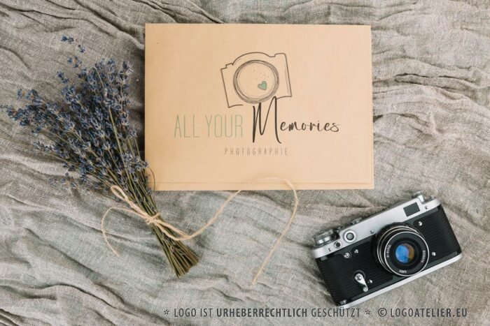 Logo FotografIn Erinnerungen Fotografie Liebe Hochzeit Familie Taufe Familienfest Heirat Kamera Kreativ Multimedia Technik Weiblich Sehen Kreatives Logo kaufen LogoShop Logoatelier.eu