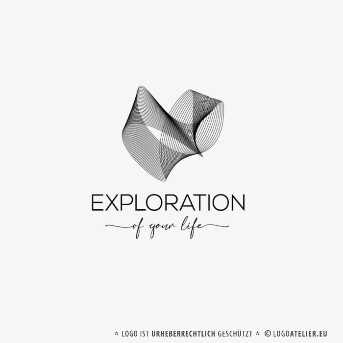 Logo Verformung Erkundung Leben Herzen Abstrakte Form Ewiger Kreis Schwebend Perspektive Ewig Form Fertiges Logo kaufen LogoShop LogoAtelier.eu