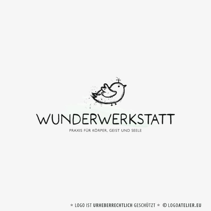 Praxis Körper Geist Seele Logo Wunder Werkstatt Vogel Tiere Spirituelles Logo Fliegen Leicht Kreatives Logo kaufen LogoShop LogoAtelier.de