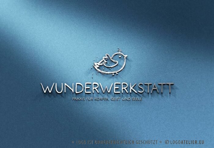 Praxis Körper Geist Seele Logo Wunder Werkstatt Vogel Tiere Spirituelles Logo Fliegen Leicht Kreatives Logo kaufen LogoShop LogoAtelier.de