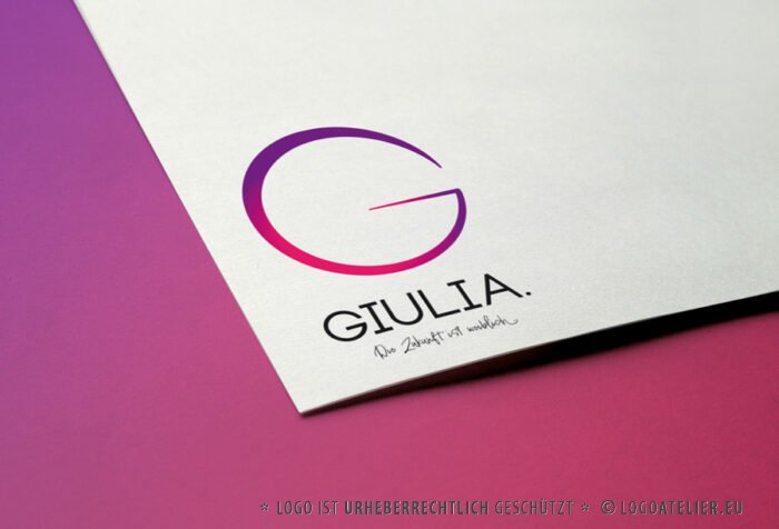 Weibliches Logo Buchstabe G Controlling Elegant Edel Erde Geometrie Kreise Magenta Rosa Pink Energie Kurven Leuchten Modern Fertiges Logo kaufen LogoShop LogoAtelier.eu