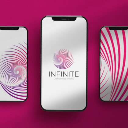 Grenzenloses Logo Unendlichkeit Endloses Logo Unbegrenzt Pink Abstrakt Kurven Wirbel Spirale Design Kreativ Jung Fertiges Logo kaufen Logoshop Logoatelier.de