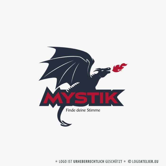 Logo Drache Macht Kreatur Ehre Furcht Emotionen Stärke Mut Tapferkeit Gleichgewicht Magie Geheimnis Karma Geist Verantwortung Seele Urkraft Feuer Elemente Fertige Logos LogoShop LogoAtelier.eu