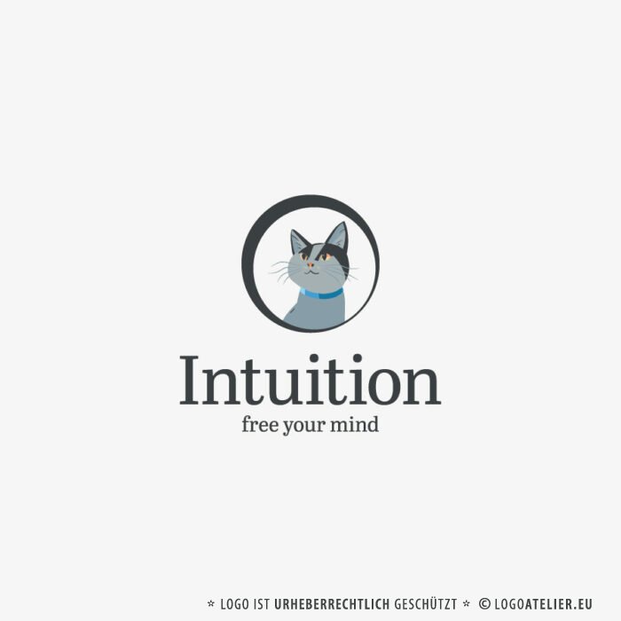 Logo Schlaue Katze Samtpfote Klug Intuitiv Intuition Frei Tiere Katzen Hunde Sanft Schlau Genial Schurren Ohren Freier Geist Fertiges Logo Kaufen Logoshop Logoatelier.eu