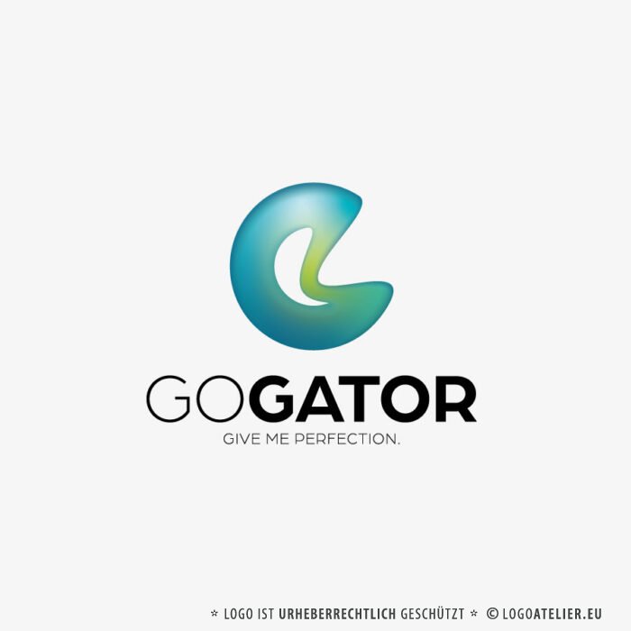 Modernes Buchstabe G Logo Cooles E 3D Konzentrisch Verbogen Kurven Blau Grün Rund Software Biegsam Dynamisch Verdrehen Glas Internet Medien Welle Wirbel Fertiges Logo kaufen LogoShop Logoatelier.eu