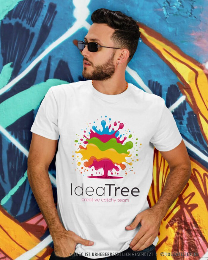 Farbklecks Logo Kreatives Team Ideen Bunter Baum Kreatives Logo Eingängig Kraftvoll Modern Einfallsreichtum Künstlerisch Fantasievoll Fertiges Logo kaufen Logoshop Logoatelier.eu