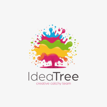 Farbklecks Logo Kreatives Team Ideen Bunter Baum Kreatives Logo Eingängig Kraftvoll Modern Einfallsreichtum Künstlerisch Fantasievoll Fertiges Logo kaufen Logoshop Logoatelier.eu