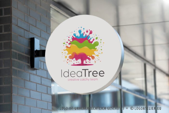 Farbklecks Logo Kreatives Team Ideen Bunter Baum Kreatives Logo Eingängig Kraftvoll Modern Einfallsreichtum Künstlerisch Fantasievoll Fertiges Logo kaufen Logoshop Logoatelier.eu
