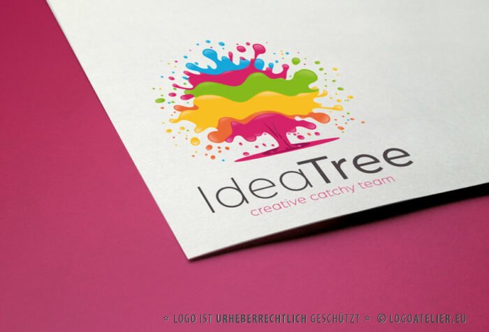 Farbklecks Logo Kreatives Team Ideen Bunter Baum Kreatives Logo Eingängig Kraftvoll Modern Einfallsreichtum Künstlerisch Fantasievoll Fertiges Logo kaufen Logoshop Logoatelier.eu