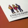 Logo Freundschaft Menschen Gruppe Enge Verbindung Freunde Begegnung Bindungen Dialoge Kommunikation Zusammenhalt Positiv Bunt Gezeichnet Junge Leute Logo kaufen LogoShop LogoAtelier.at