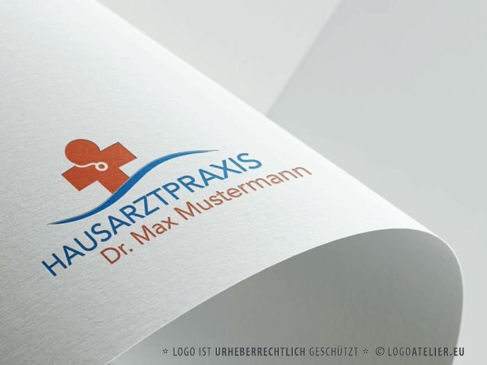 Logo Hausarzt Praxis Medizin Arzt Gesundhiet Bewegung Therapie Schmerztherapie Rotes Kreuz Rettung Aussagekräftiges Logo kaufen LogoShop LogoAtelier.de