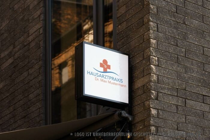 Logo Hausarzt Praxis Medizin Arzt Gesundhiet Bewegung Therapie Schmerztherapie Rotes Kreuz Rettung Aussagekräftiges Logo kaufen LogoShop LogoAtelier.de