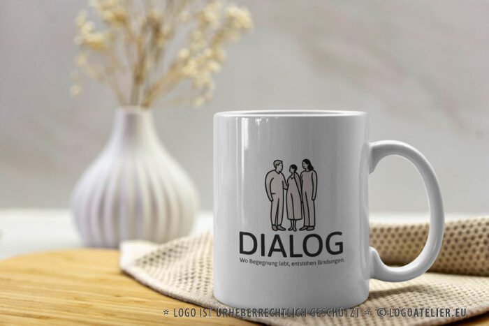 Logo Menschengruppe Enge Verbindung Freunde Begegnung Bindungen Dialoge Kommunikation Zusammenhalt Positiv Beige Gezeichnet Natürliches Logo kaufen LogoShop LogoAtelier.eu