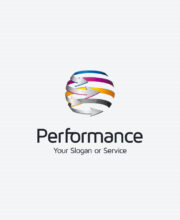 Logo vier Pfeile Druckerei Bunte Schwungvolle Pfeile Druckerei CMYK Cyan Magenta Gelb Blau Grau Silber Performance Bewegen Leicht Organisiert Leicht Fertiges Logo kaufen Logoshop LogoAtelier