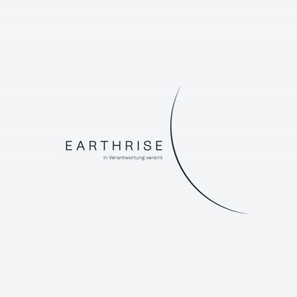 Logo Earthrise Verantwortlich Erde Natur Erdenaufgang Naturschutz Gemeinsam Umweltschutz Spirituell Entwicklung Frieden Global Menschen Veränderung Fertiges Logo kaufen Logoshop Logoatelier.de