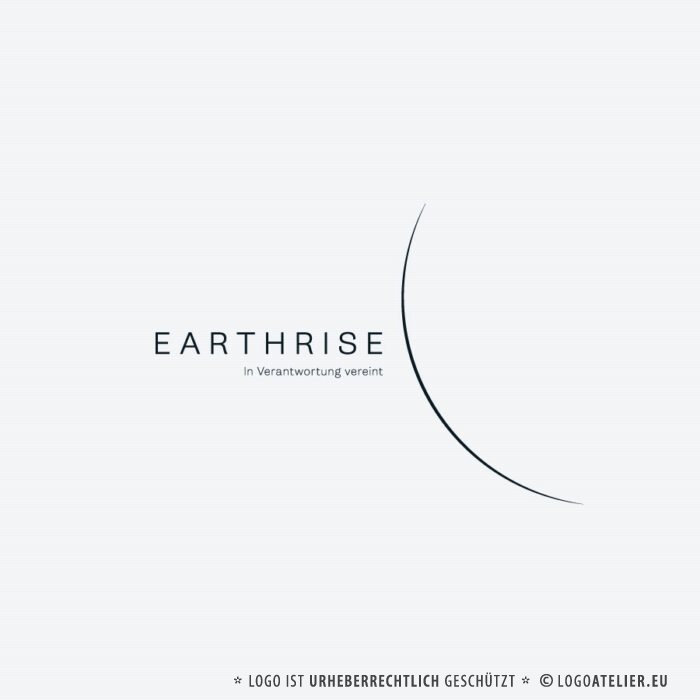 Logo Earthrise Verantwortlich Erde Natur Erdenaufgang Naturschutz Gemeinsam Umweltschutz Spirituell Entwicklung Frieden Global Menschen Veränderung Fertiges Logo kaufen Logoshop Logoatelier.de