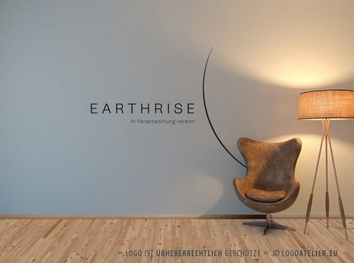 Logo Earthrise Verantwortlich Erde Natur Erdenaufgang Naturschutz Gemeinsam Umweltschutz Spirituell Entwicklung Frieden Global Menschen Veränderung Fertiges Logo kaufen Logoshop Logoatelier.de
