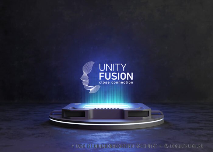 Logo Enge Verbindung Technik Verschmelzung Synergien Zusammenarbeit Harmonie Weiblich Männlich Dynamik Internet IT Software Fertiges Logo kaufen LogoShop LogoAtelier.eu
