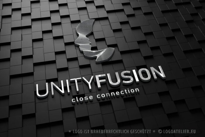 Logo Enge Verbindung Technik Verschmelzung Synergien Zusammenarbeit Harmonie Weiblich Männlich Dynamik Internet IT Software Fertiges Logo kaufen LogoShop LogoAtelier.eu