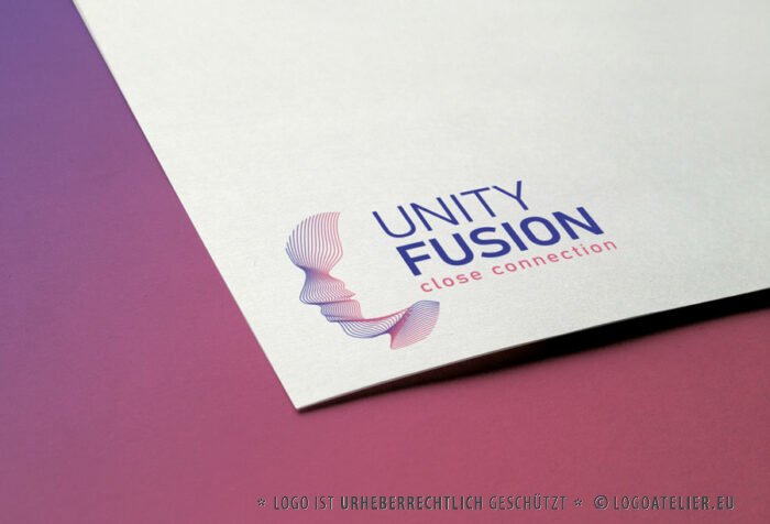 Logo Enge Verbindung Technik Verschmelzung Synergien Zusammenarbeit Harmonie Weiblich Männlich Dynamik Internet IT Software Fertiges Logo kaufen LogoShop LogoAtelier.eu
