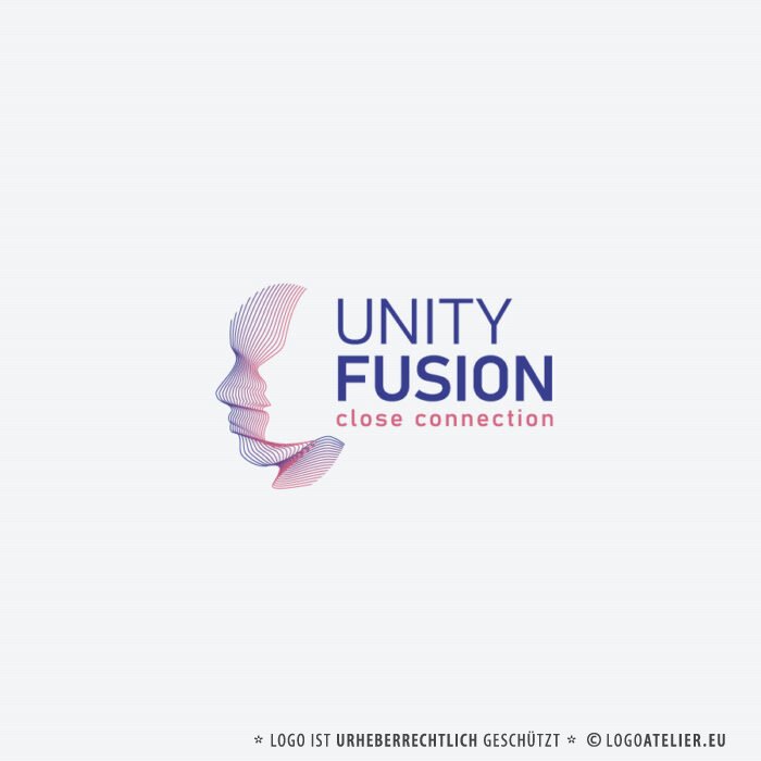 Logo Enge Verbindung Technik Verschmelzung Synergien Zusammenarbeit Harmonie Weiblich Männlich Dynamik Internet IT Software Fertiges Logo kaufen LogoShop LogoAtelier.eu
