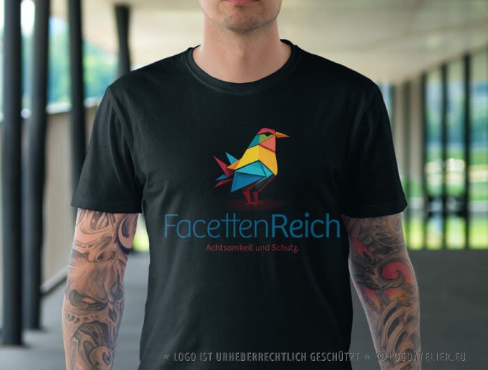 Logo Facettenreich Vogel Bunt Achtsamkeit Schutz Jugend Hilfe Kinder Förderung Einfühlen Berater Fertiges Logo kaufen LogoShop Logoatelier.eu