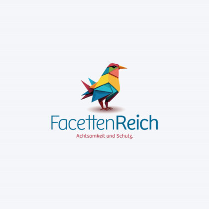 Logo Facettenreich Vogel Bunt Achtsamkeit Schutz Jugend Hilfe Kinder Förderung Einfühlen Berater Fertiges Logo kaufen LogoShop Logoatelier.eu