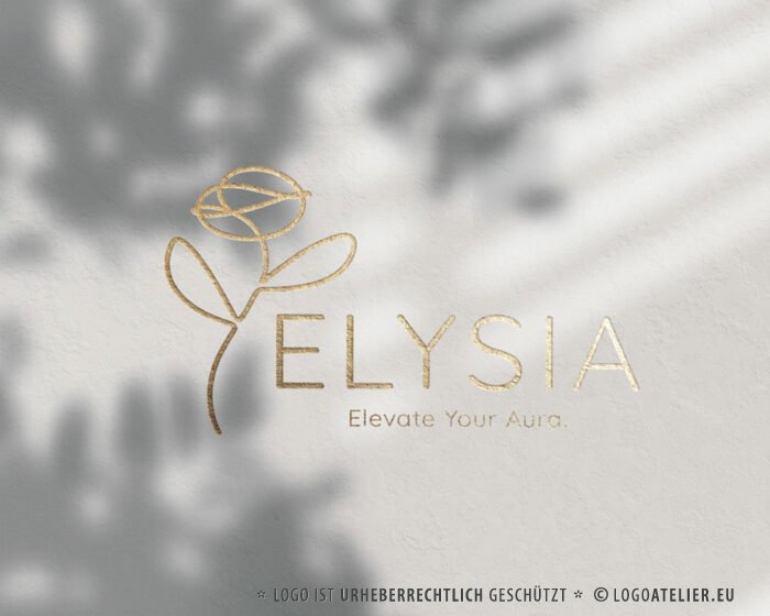 Logo Frieden Glück Himmel Aura Blumen Rosen Elysium Mythologie Blume Feminin Weiblich Leuchtend Harmonie Ruhig Gelassenheit Positive Atmosphäre Fertige Logos kaufen Logoshop LogoAtelier.eu