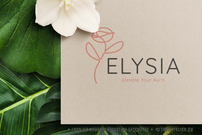 Logo Frieden Glück Himmel Aura Blumen Rosen Elysium Mythologie Blume Feminin Weiblich Leuchtend Harmonie Ruhig Gelassenheit Positive Atmosphäre Fertige Logos kaufen Logoshop LogoAtelier.eu