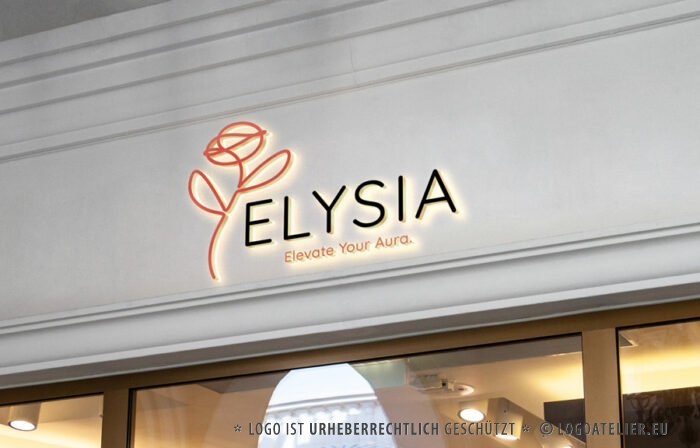 Logo Frieden Glück Himmel Aura Blumen Rosen Elysium Mythologie Blume Feminin Weiblich Leuchtend Harmonie Ruhig Gelassenheit Positive Atmosphäre Fertige Logos kaufen Logoshop LogoAtelier.eu