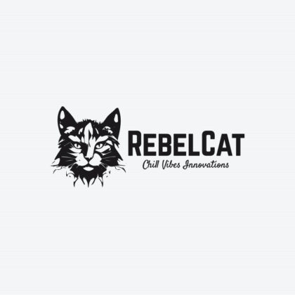 Logo Katzenkopf Scharfer Verstand Genie Gelassenheit Rebell Katze Intelligent Ruhig Gechillt Innovation Vibes Fertiges Logo kaufen Logoshop LogoAtelierl.de