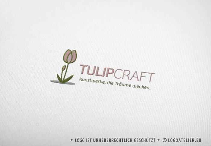 Blumenlogo Tulpen Logo Floristik Pflanzen Blumen Handwerk Kunstwerke Träume Flowerbox Flower Natur Garten Frühling Rosa Fertiges Logo kaufen Logoshop Logoatelier
