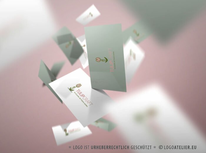 Blumenlogo Tulpen Logo Floristik Pflanzen Blumen Handwerk Kunstwerke Träume Flowerbox Flower Natur Garten Frühling Rosa Fertiges Logo kaufen Logoshop Logoatelier