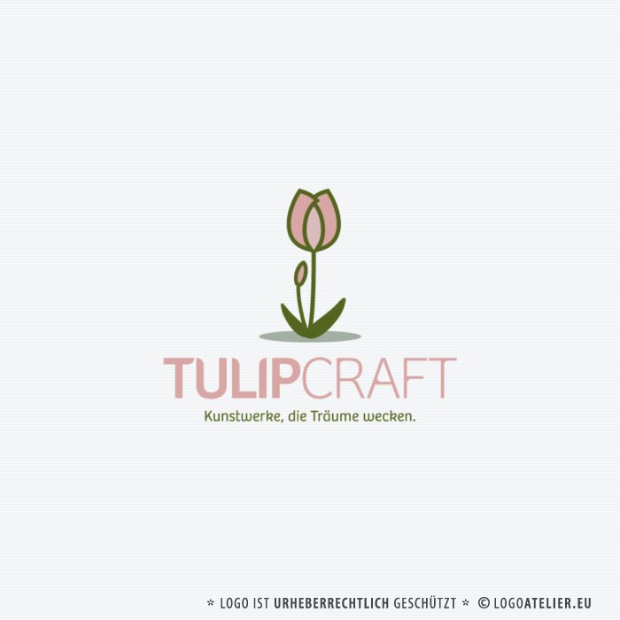 Blumenlogo Tulpen Logo Floristik Pflanzen Blumen Handwerk Kunstwerke Träume Flowerbox Flower Natur Garten Frühling Rosa Fertiges Logo kaufen Logoshop Logoatelier