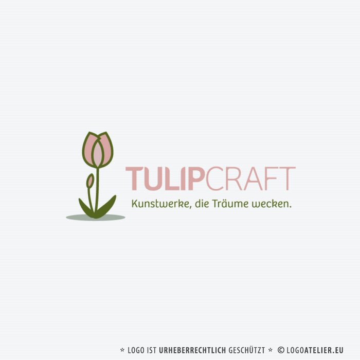 Blumenlogo Tulpen Logo Floristik Pflanzen Blumen Handwerk Kunstwerke Träume Flowerbox Flower Natur Garten Frühling Rosa Fertiges Logo kaufen Logoshop Logoatelier
