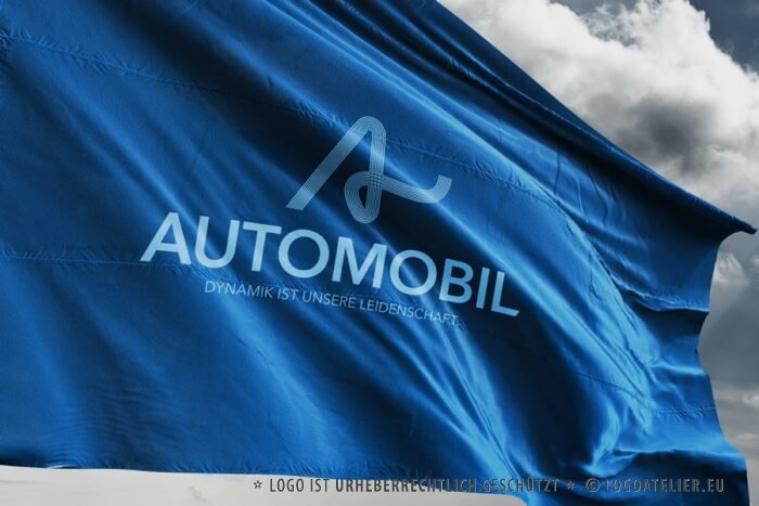 Logo Autohaus Auto KFZ Werkstatt Mobil Fahrzeug Wagen PKW Buchstabe Straße Linien Dynamik Leidenschaft Bewegung Dynamik Kraft Männlich Fertiges Logo kaufen Logoshop Logoatelier.eu