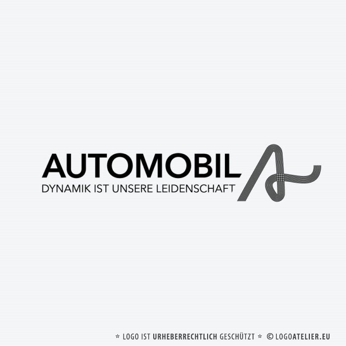 Logo Autohaus Auto KFZ Werkstatt Mobil Fahrzeug Wagen PKW Buchstabe Straße Linien Dynamik Leidenschaft Bewegung Dynamik Kraft Männlich Fertiges Logo kaufen Logoshop Logoatelier.eu