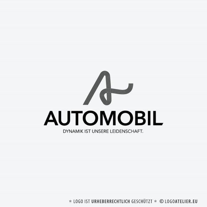 Logo Autohaus Auto KFZ Werkstatt Mobil Fahrzeug Wagen PKW Buchstabe Straße Linien Dynamik Leidenschaft Bewegung Dynamik Kraft Männlich Fertiges Logo kaufen Logoshop Logoatelier.eu