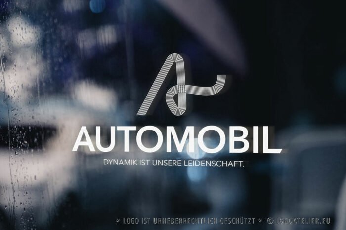 Logo Autohaus Auto KFZ Werkstatt Mobil Fahrzeug Wagen PKW Buchstabe Straße Linien Dynamik Leidenschaft Bewegung Dynamik Kraft Männlich Fertiges Logo kaufen Logoshop Logoatelier.eu