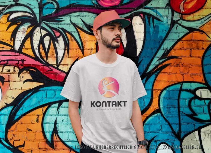 Logo Buchstabe K Menschen Schnell Kontakt Freude Happy Sprechen Statement Laufen Rennen Fertiges Logo kaufen Logoshop Logoatelier.eu