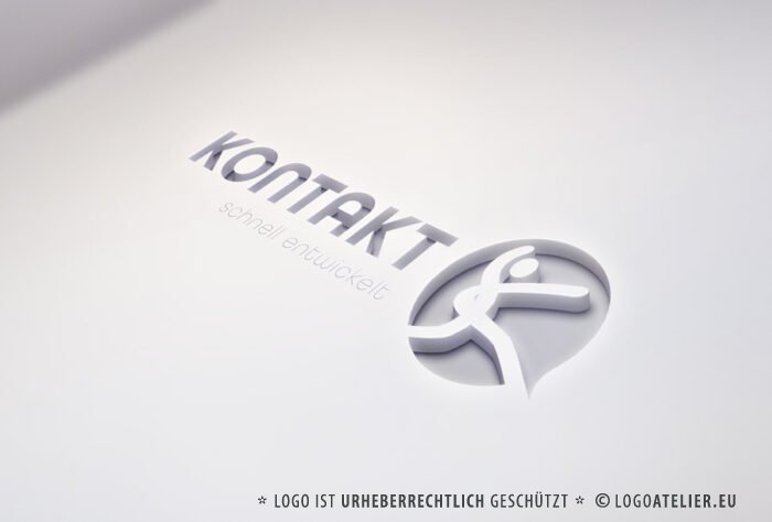 Logo Buchstabe K Menschen Schnell Kontakt Freude Happy Sprechen Statement Laufen Rennen Fertiges Logo kaufen Logoshop Logoatelier.eu