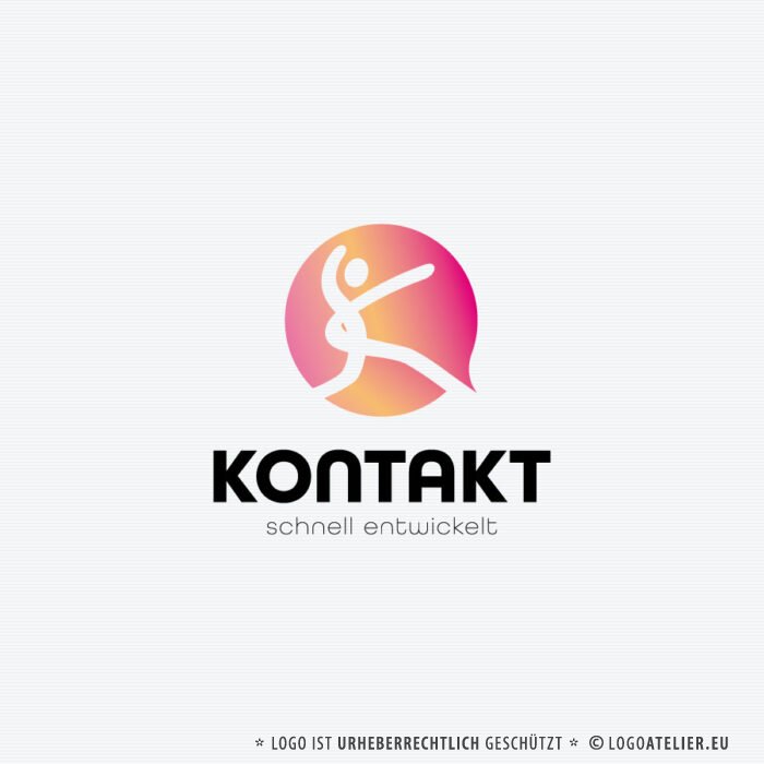 Logo Buchstabe K Menschen Schnell Kontakt Freude Happy Sprechen Statement Laufen Rennen Fertiges Logo kaufen Logoshop Logoatelier.eu