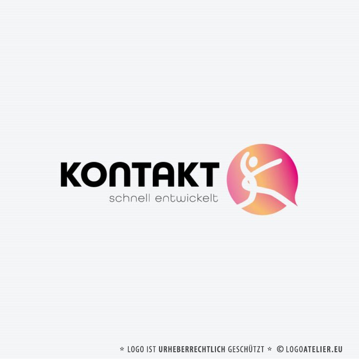 Logo Buchstabe K Menschen Schnell Kontakt Freude Happy Sprechen Statement Laufen Rennen Fertiges Logo kaufen Logoshop Logoatelier.eu