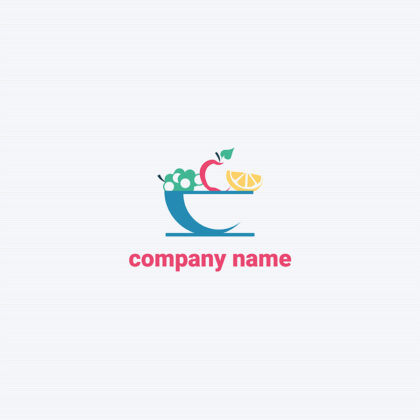 Logo Bunter Obstkorb Früchte Frucht Fruchtig Bunt Getränk Essen Gesundheit Vegan Natur Ernährung Fertiges Logo kaufen Logoshop Logoatelier